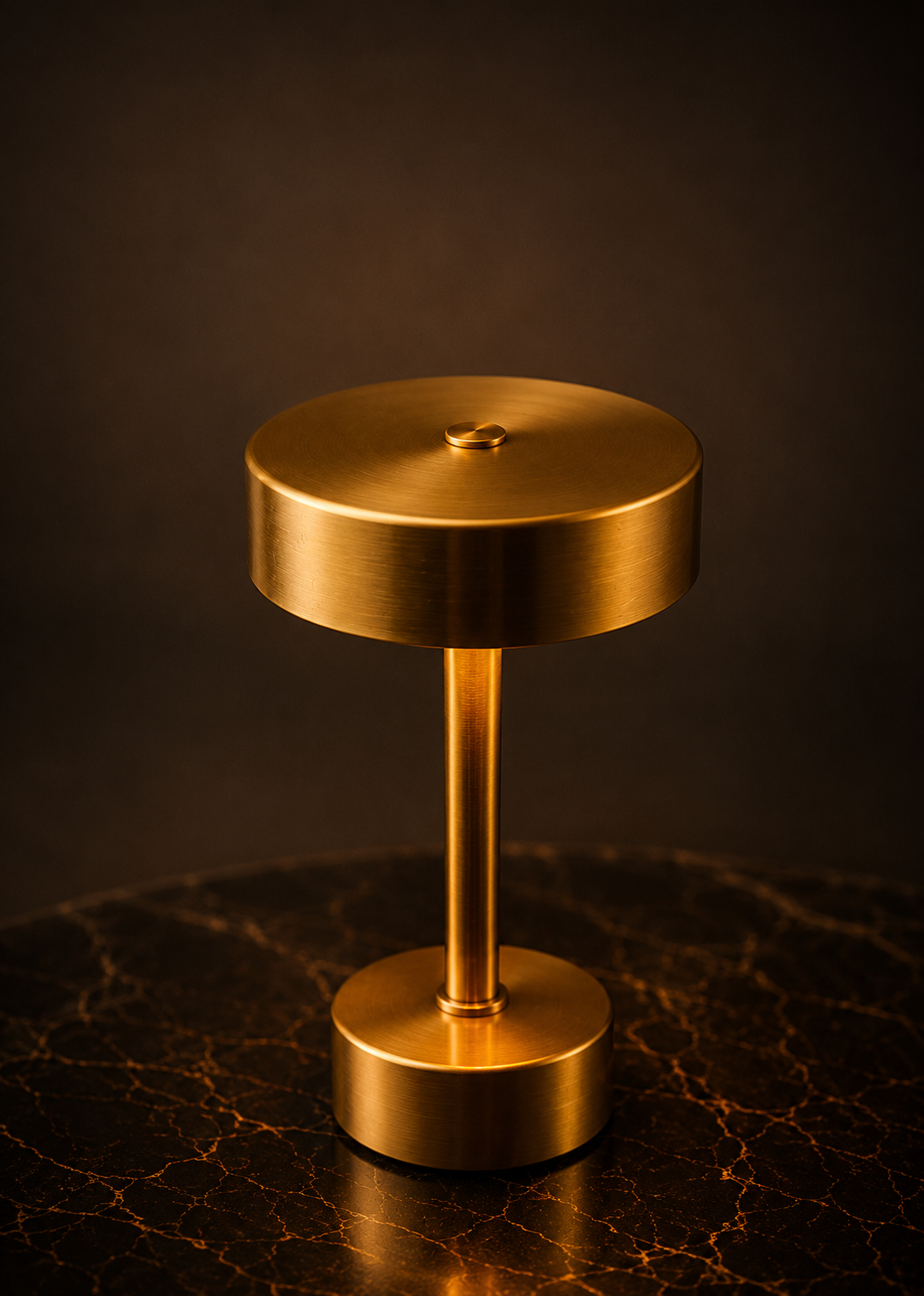 Tischlampe Gold Luxus LED Akku-Tischlampe für Bar Restaurant Hotel Café Lounge Gastronomie Designleuchte Premium Tischleuchte Kabellos Dimmbar Warmweiß Metall Messingoptik Exklusive Ambientebeleuchtung