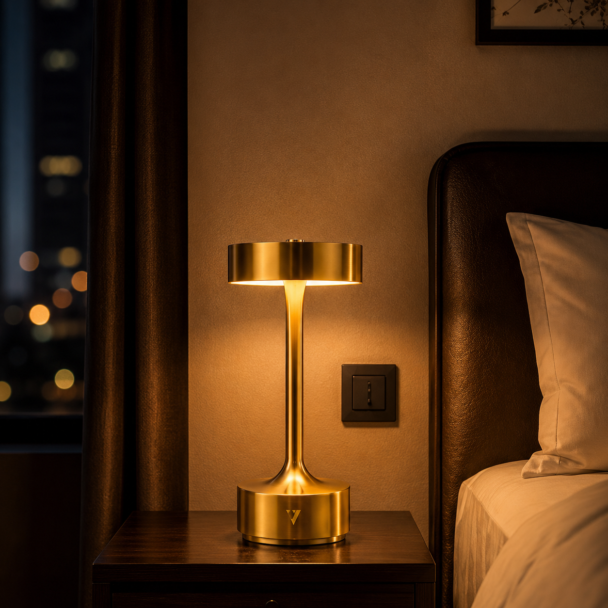 Tischlampe Gold Luxus LED Akku-Tischlampe für Bar Restaurant Hotel Café Lounge Gastronomie Designleuchte Premium Tischleuchte Kabellos Dimmbar Warmweiß Metall Messingoptik Exklusive Ambientebeleuchtung